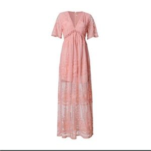 Pink lace plunge dress